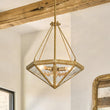 Load image into Gallery viewer, Farmhouze Light-Diamond Rustic Vintage Brass Textured Glass Cage Pendant-Chandelier-16 in-
