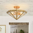 Load image into Gallery viewer, Farmhouze Light-Diamond Vintage Brass Textured Glass Cage Ceiling Light-Ceiling Light-16 in-
