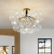 Load image into Gallery viewer, Farmhouze Light - Dimmable Cluster Cluster Glass Globe Bubble Semi Flush Mount - Chandelier - Black - 
