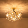 Load image into Gallery viewer, Farmhouze Light - Dimmable Cluster Cluster Glass Globe Bubble Semi Flush Mount - Chandelier - Black - 
