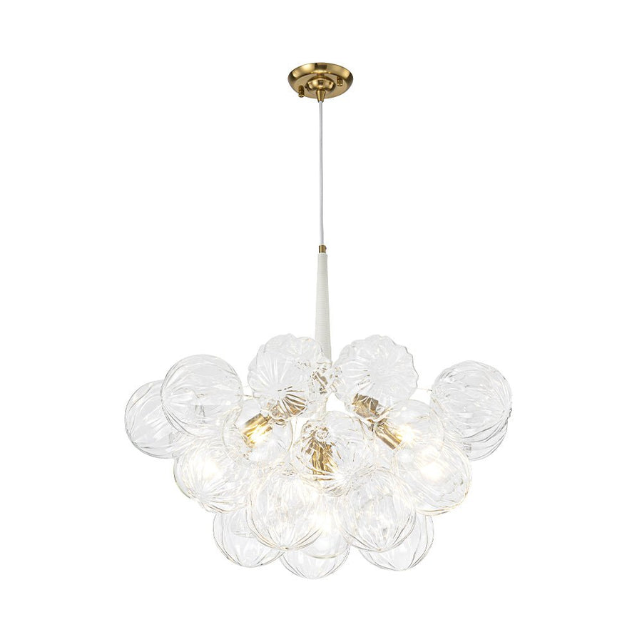 Farmhouze Light - Dimmable Cluster Decorative Pattern Glass Bubble Chandelier - Chandelier - White - 