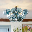 Load image into Gallery viewer, Farmhouze Light - Dimmable Cluster Glass Globe Blue Bubble Semi Flush Mount - Chandelier - Blue - 
