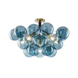 Load image into Gallery viewer, Farmhouze Light - Dimmable Cluster Glass Globe Blue Bubble Semi Flush Mount - Chandelier - Blue - 
