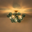 Load image into Gallery viewer, Farmhouze Light - Dimmable Cluster Glass Globe Blue Bubble Semi Flush Mount - Chandelier - Blue - 
