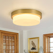 Load image into Gallery viewer, Farmhouze Light-Dimmable LED Round Gold Milky White Glass Flush Mount Light-Ceiling Light-Brass-
