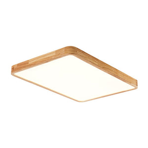 Farmhouze Light - Dimmable LED Wooden Rectangular Flush Mount Light - Ceiling Light - 3000K Warm White - 