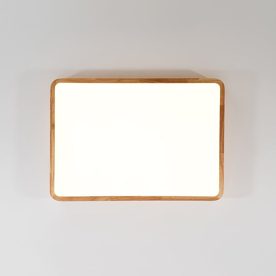 Farmhouze Light - Dimmable LED Wooden Rectangular Flush Mount Light - Ceiling Light - 3000K Warm White - 