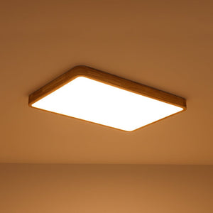 Farmhouze Light - Dimmable LED Wooden Rectangular Flush Mount Light - Ceiling Light - 3000K Warm White - 