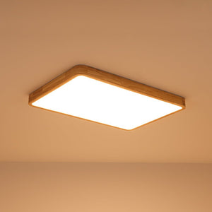 Farmhouze Light - Dimmable LED Wooden Rectangular Flush Mount Light - Ceiling Light - 3000K Warm White - 