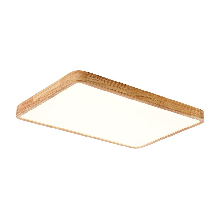 Farmhouze Light - Dimmable LED Wooden Rectangular Flush Mount Light - Ceiling Light - 3000K Warm White - 