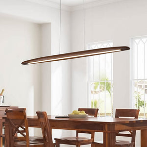 Farmhouze Light-Dimmable Warm LED Walnut Wood Linear Pendant Light-Chandelier-Walnut-