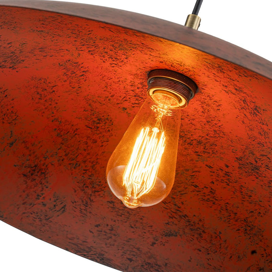 Farmhouze Light - Distressed Copper 1 - Light Oversized Iron Flat Dome Pendant - Chandelier - 23.6 in - 