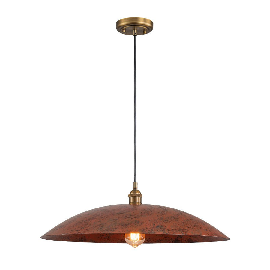 Farmhouze Light - Distressed Copper 1 - Light Oversized Iron Flat Dome Pendant - Chandelier - 23.6 in - 