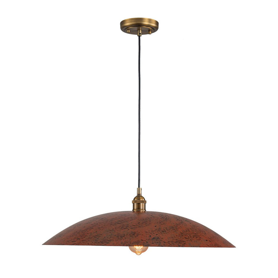 Farmhouze Light - Distressed Copper 1 - Light Oversized Iron Flat Dome Pendant - Chandelier - 23.6 in - 