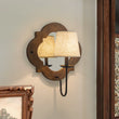 Load image into Gallery viewer, Farmhouze Light-Distressed Wood &amp; Linen Shade Mirrored Backplate Wall Light-Wall Sconce-1 Pack-

