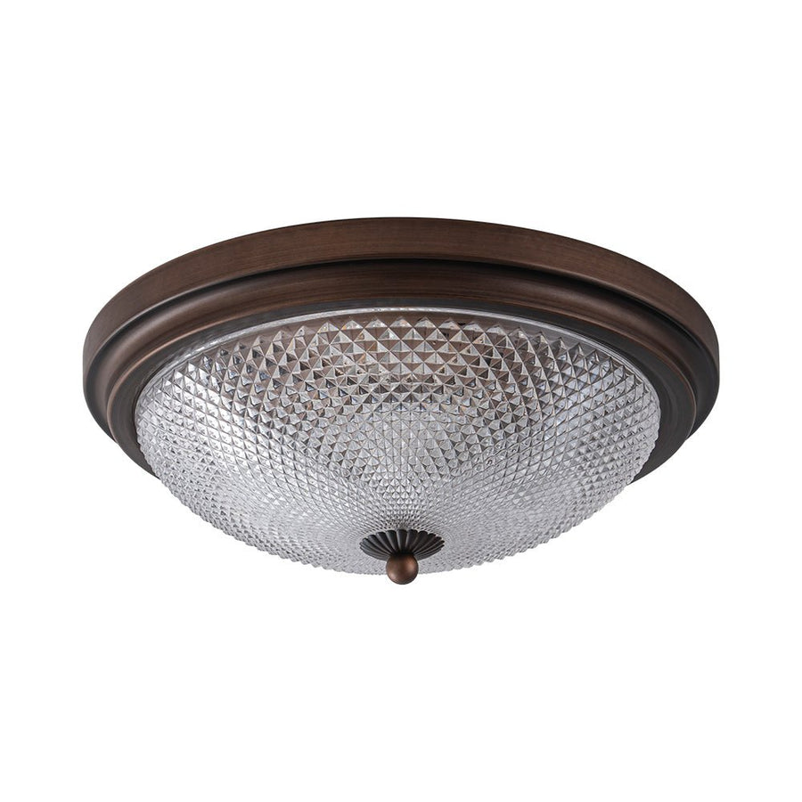 Farmhouze Light - Faceted Glass Dimmable LED Round Flush Mount Light - Ceiling Light - 13 in. - 