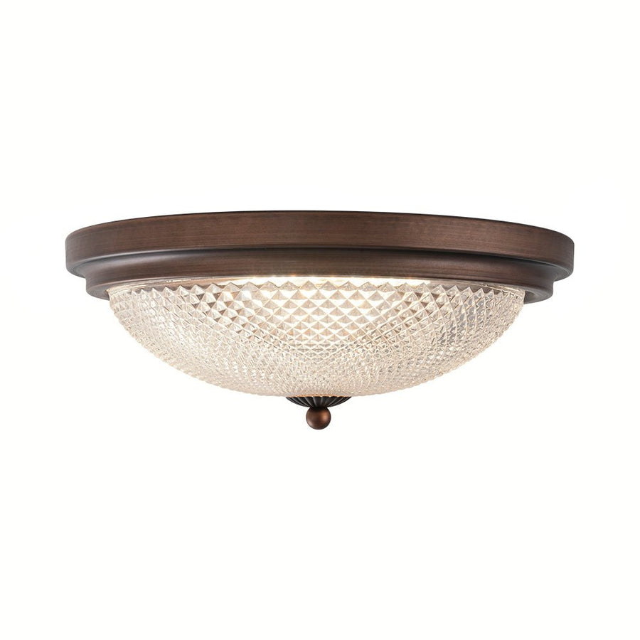 Farmhouze Light - Faceted Glass Dimmable LED Round Flush Mount Light - Ceiling Light - 13 in. - 