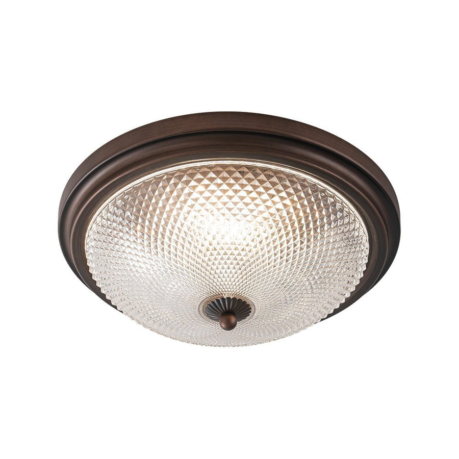 Farmhouze Light - Faceted Glass Dimmable LED Round Flush Mount Light - Ceiling Light - 13 in. - 