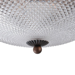 Farmhouze Light - Faceted Glass Dimmable LED Round Flush Mount Light - Ceiling Light - 13 in. - 