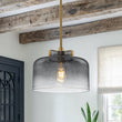 Load image into Gallery viewer, Farmhouze Light-Farmhouse 1-Light Gray Water Glass Drum Kitchen Pendant-Pendant-Brass-

