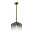 Load image into Gallery viewer, Farmhouze Light-Farmhouse 1-Light Gray Water Glass Drum Kitchen Pendant-Pendant-Brass-
