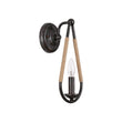 Load image into Gallery viewer, Farmhouze Light - Farmhouse 1 - Light Hemp Rope Accented Candle Wall Lamp - Wall Sconce - Black Finish - 
