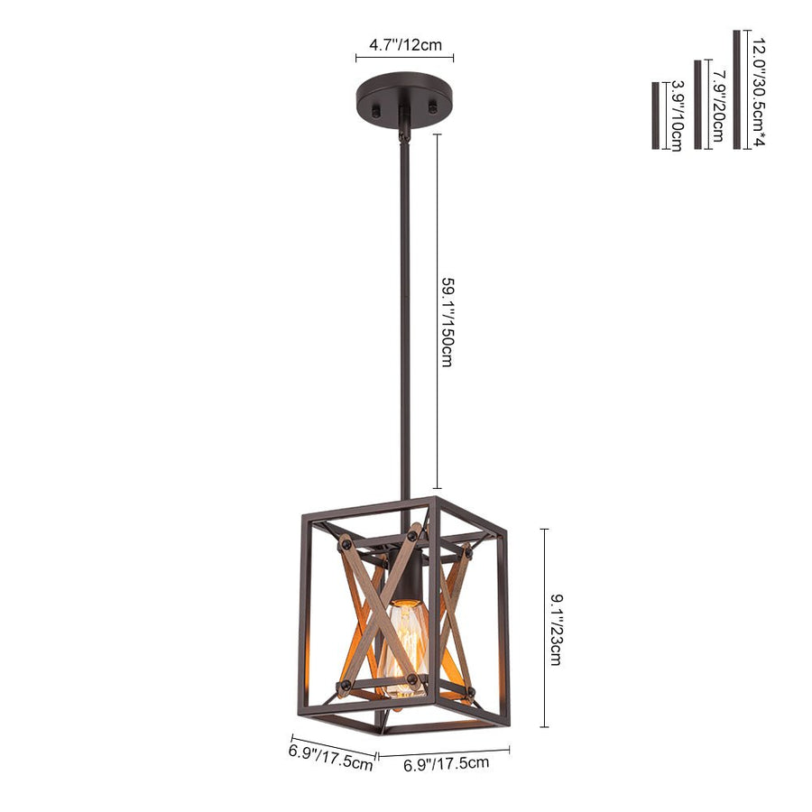 Farmhouze Light - Farmhouse 1 - Light Wood Grain Square Lantern Pendant Light - Pendant - 1 Light - 