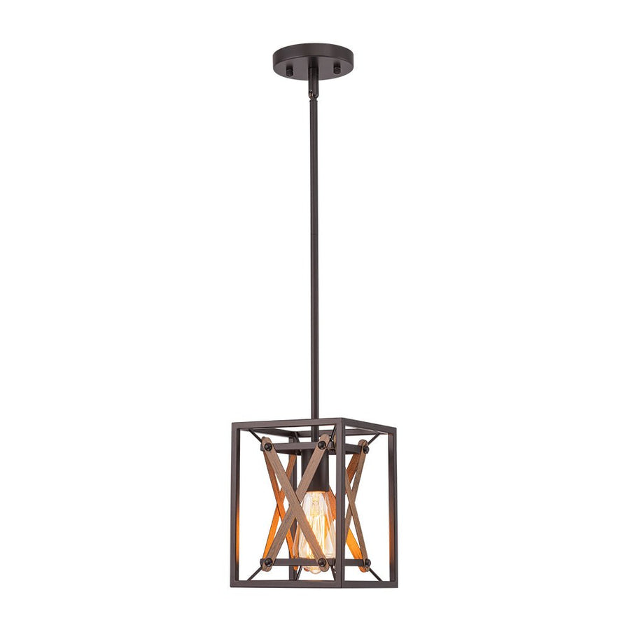 Farmhouze Light - Farmhouse 1 - Light Wood Grain Square Lantern Pendant Light - Pendant - 1 Light - 