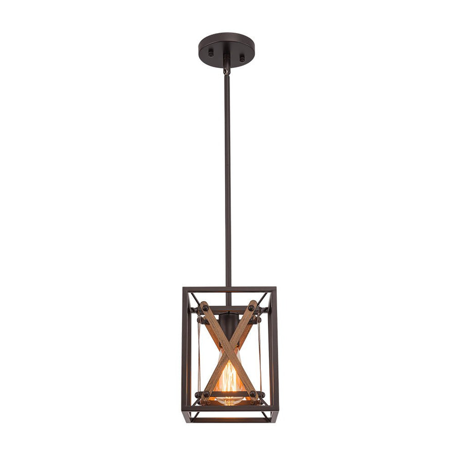 Farmhouze Light - Farmhouse 1 - Light Wood Grain Square Lantern Pendant Light - Pendant - 1 Light - 