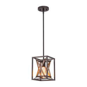 Farmhouze Light - Farmhouse 1 - Light Wood Grain Square Lantern Pendant Light - Pendant - 1 Light - 