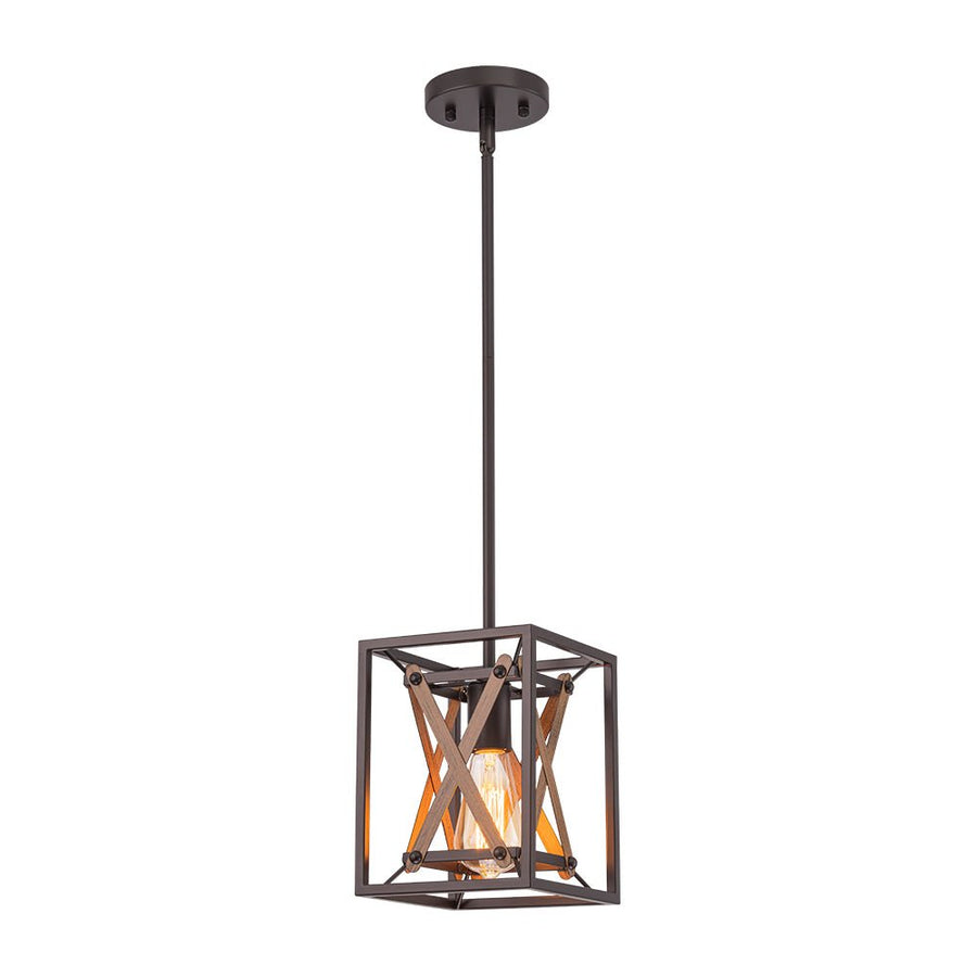 Farmhouze Light - Farmhouse 1 - Light Wood Grain Square Lantern Pendant Light - Pendant - 1 Light - 