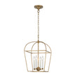 Load image into Gallery viewer, Farmhouze Light-Farmhouse 4-Light Vintage Aged Brass Metal Square Cage Pendant-Ceiling Light-Brass-
