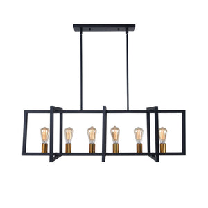 Farmhouze Light - Farmhouse 6 - Light Rectangle Kitchen Island Linear Chandelier - Chandelier - Black - 