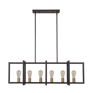 Farmhouze Light - Farmhouse 6 - Light Rectangle Kitchen Island Linear Chandelier - Chandelier - Black - 