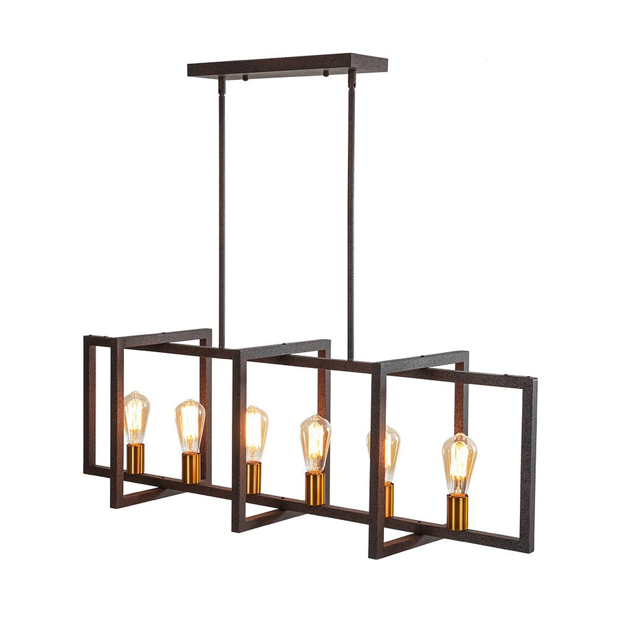 Farmhouze Light - Farmhouse 6 - Light Rectangle Kitchen Island Linear Chandelier - Chandelier - Imitated Copper - 