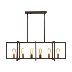 Farmhouze Light - Farmhouse 6 - Light Rectangle Kitchen Island Linear Chandelier - Chandelier - Imitated Copper - 