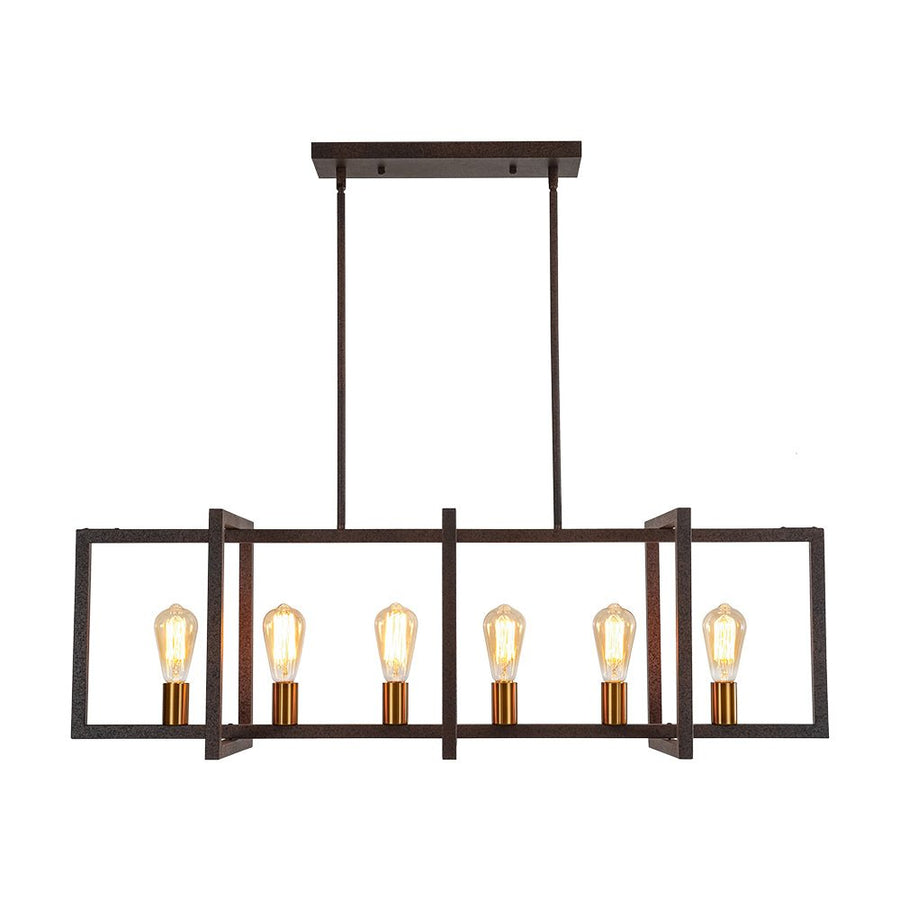 Farmhouze Light - Farmhouse 6 - Light Rectangle Kitchen Island Linear Chandelier - Chandelier - Imitated Copper - 