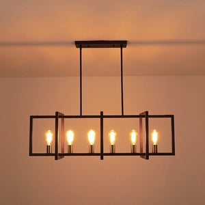 Farmhouze Light - Farmhouse 6 - Light Rectangle Kitchen Island Linear Chandelier - Chandelier - Imitated Copper - 