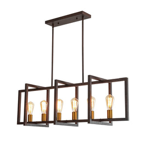 Farmhouze Light - Farmhouse 6 - Light Rectangle Kitchen Island Linear Chandelier - Chandelier - Imitated Copper - 