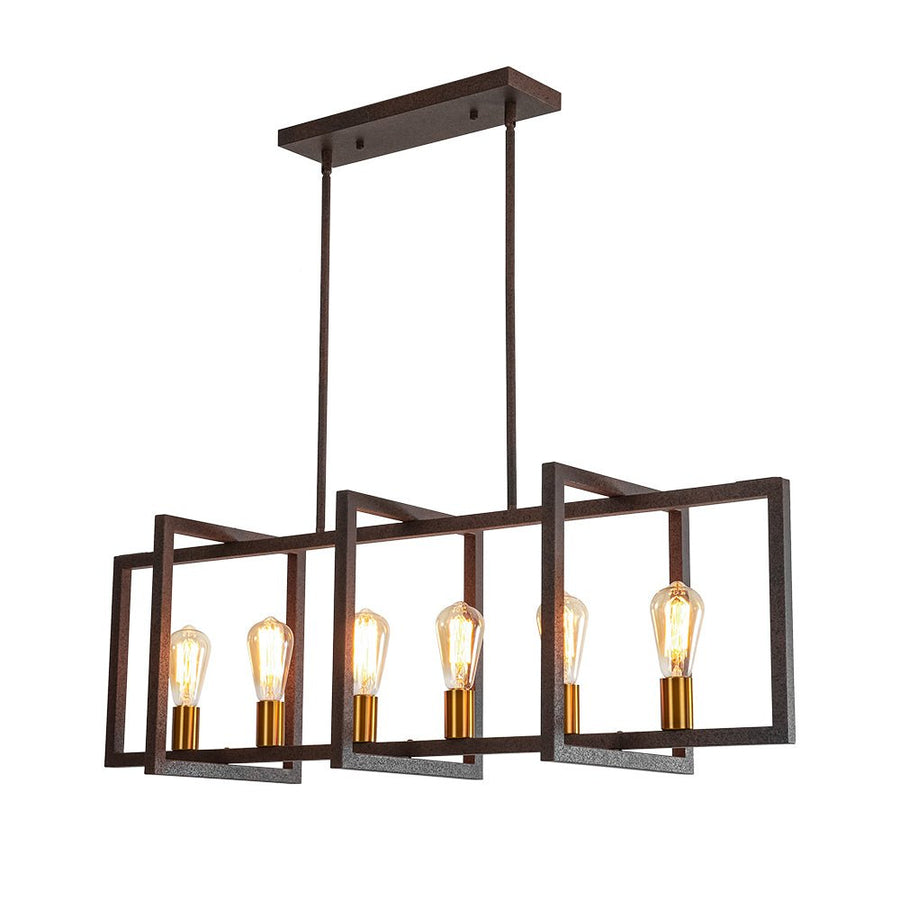 Farmhouze Light - Farmhouse 6 - Light Rectangle Kitchen Island Linear Chandelier - Chandelier - Imitated Copper - 