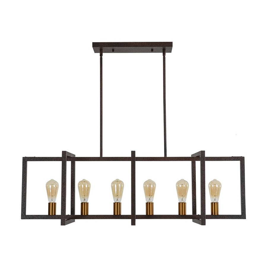 Farmhouze Light - Farmhouse 6 - Light Rectangle Kitchen Island Linear Chandelier - Chandelier - Imitated Copper - 