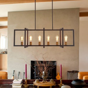 Farmhouze Light - Farmhouse 6 - Light Rectangle Kitchen Island Linear Chandelier - Chandelier - Matte Black - 