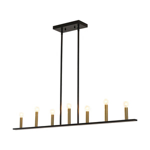 Farmhouze Light - Farmhouse 7 - Light Linear Candle Kitchen Island Pendant - Chandelier - 7 Bulbs - 