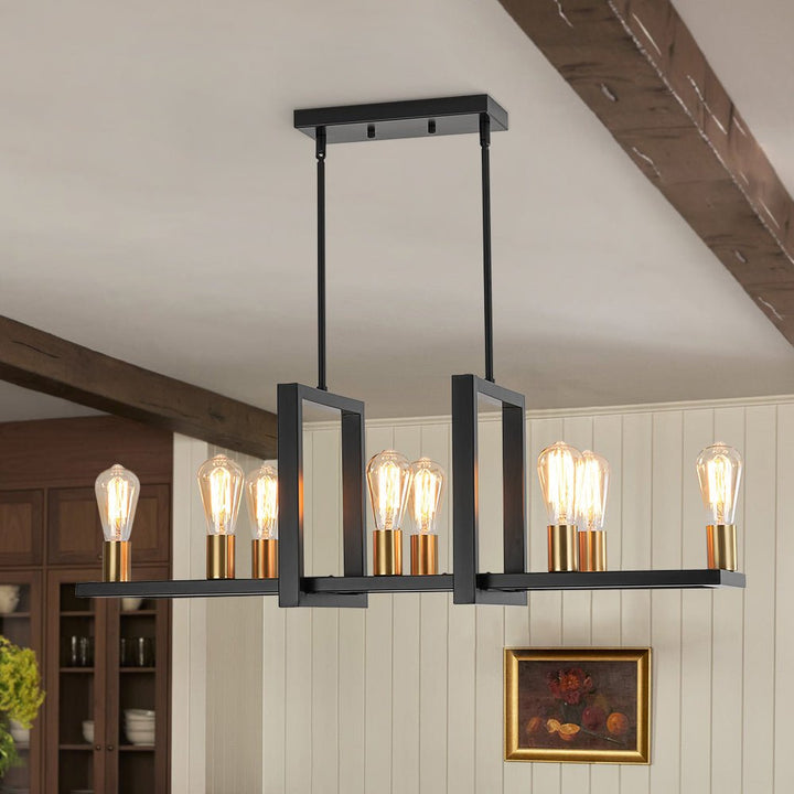 Farmhouze Light - Farmhouse 8 - Light Rectangle Island Linear Chandelier - Chandelier - 8 Bulbs - 