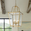 Load image into Gallery viewer, Farmhouze Light - Farmhouse Brass Candle Glass Geometric Cage Pendant - Chandelier - Brass - 
