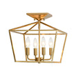 Load image into Gallery viewer, Farmhouze Light - Farmhouse Brass Candle Style Square Cage Ceiling Light - Ceiling Light - Brass - 
