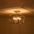 Load image into Gallery viewer, Farmhouze Light - Farmhouse Brass Candle Style Square Cage Ceiling Light - Ceiling Light - Brass - 
