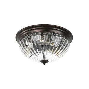 Farmhouze Light - Farmhouse Clear Ribbed Glass Flush Mount Ceiling Light - Ceiling Light - Oil Rubbed Bronze - 