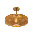 Load image into Gallery viewer, Farmhouze Light-Farmhouse Coastal Woven Rope Round Cage Semi Flush Mount-Ceiling Light-Ivory String-
