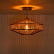 Load image into Gallery viewer, Farmhouze Light-Farmhouse Coastal Woven Rope Round Cage Semi Flush Mount-Ceiling Light-Ivory String-
